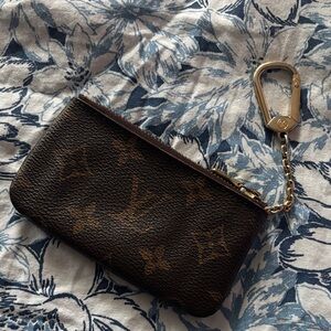 Louis Vuitton Brown Monogram Key Pouch with Gold Clip